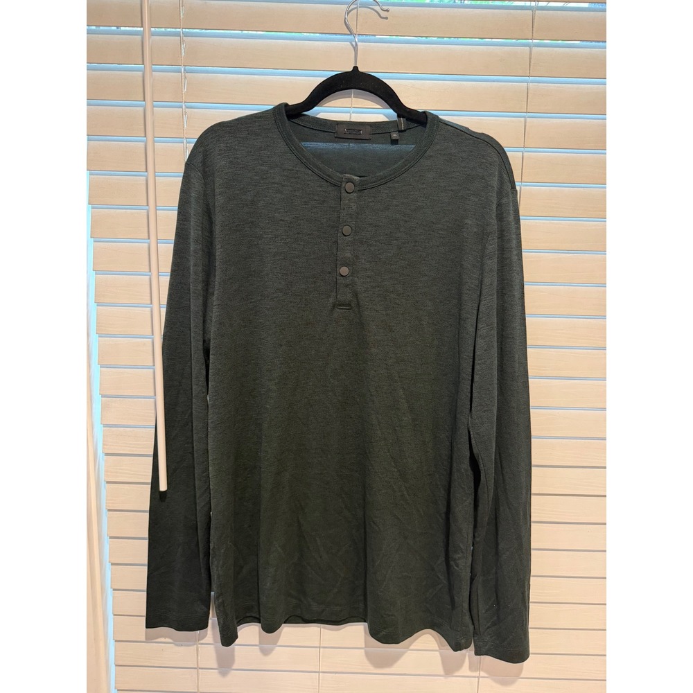 Theory Mens XL Anemone Green Snap Henley Long Sleeve Modal Blend Shirt 10838541